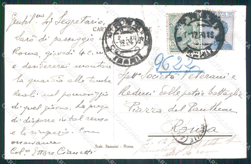 Militari Reggimentali IX Raggruppamento Genio Trani cartolina KF4529 – retro
