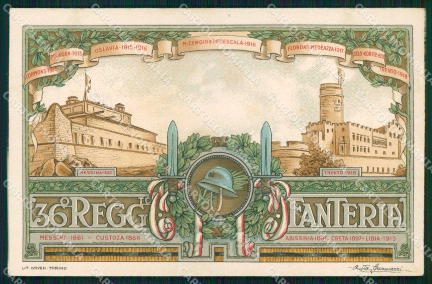 Militari 36° Regg. Fanteria Veliti Toscani Messina Trento cartolina KF4532 – fronte