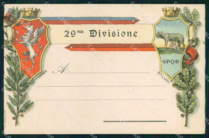 Militari 29° Divisione Fanteria Brigata Perugia Lazio cartolina KF4539 – fronte