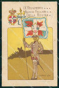 Militari Reggimentali IX Regg. Bianchi Fucilieri Regina PIEGHE cartolina KF4569 – fronte