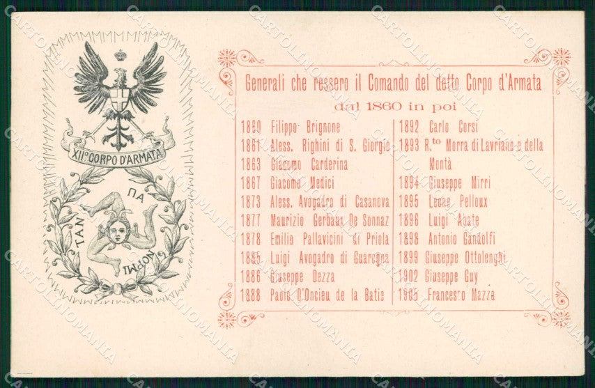 Militari Reggimentali XII° Corpo d' Armata Comando cartolina KF4574 – fronte