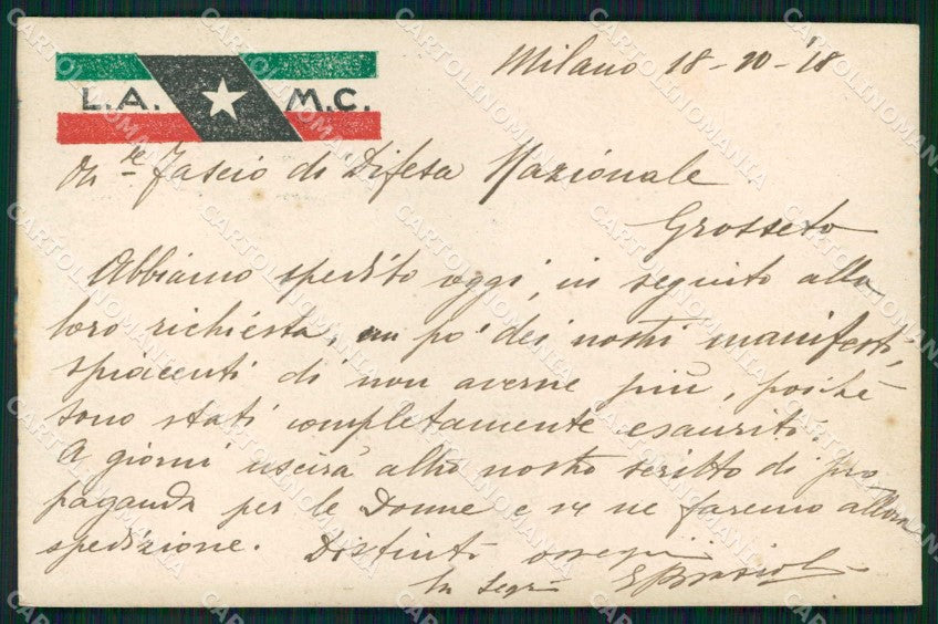 Militari Lega Assistenza Madri dei Caduti Milano Fascismo cartolina KF4595 – fronte