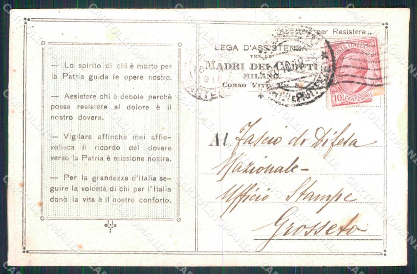 Militari Lega Assistenza Madri dei Caduti Milano Fascismo cartolina KF4595 – retro