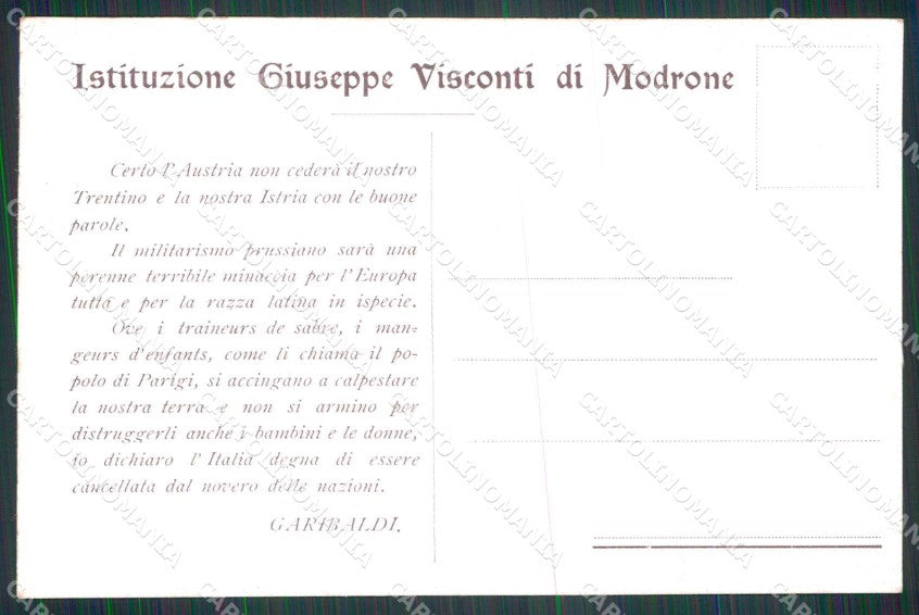 Propaganda Istituzione Visconti Modrone Trento Trieste cartolina KF4596 – retro