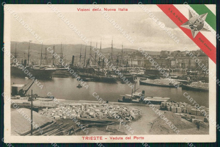 Trieste città Porto Tricolore Duca Abruzzi cartolina KF4613 – fronte