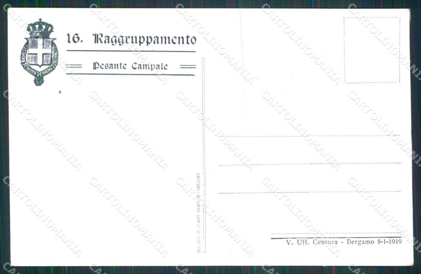 Militari Artiglieria 16° Raggruppamento Pesante Campale Bergamo cartolina KF4632 – retro
