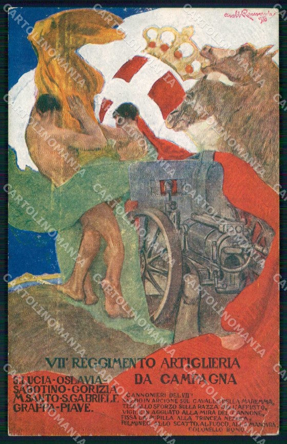 Militari Reggimentali VII° Regg. Artiglieria Campagna PIEGHINE cartolina KF4640 – fronte
