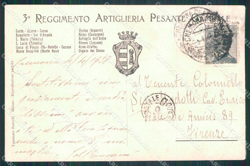 Militari 3° Regg Artiglieria Pesante Campale Tricolore PIEGHE cartolina KF4642 – retro