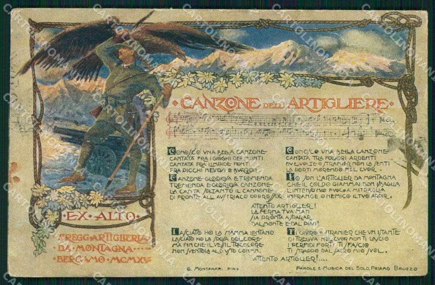 Militari 3° Regg. Artiglieria Montagna Bergamo Alpini STRAPPINO cartolina KF4644 – fronte