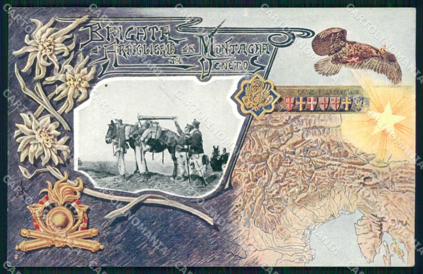 Militari Brigata Artiglieria da Montagna del Veneto Alpini cartolina KF4661 – fronte