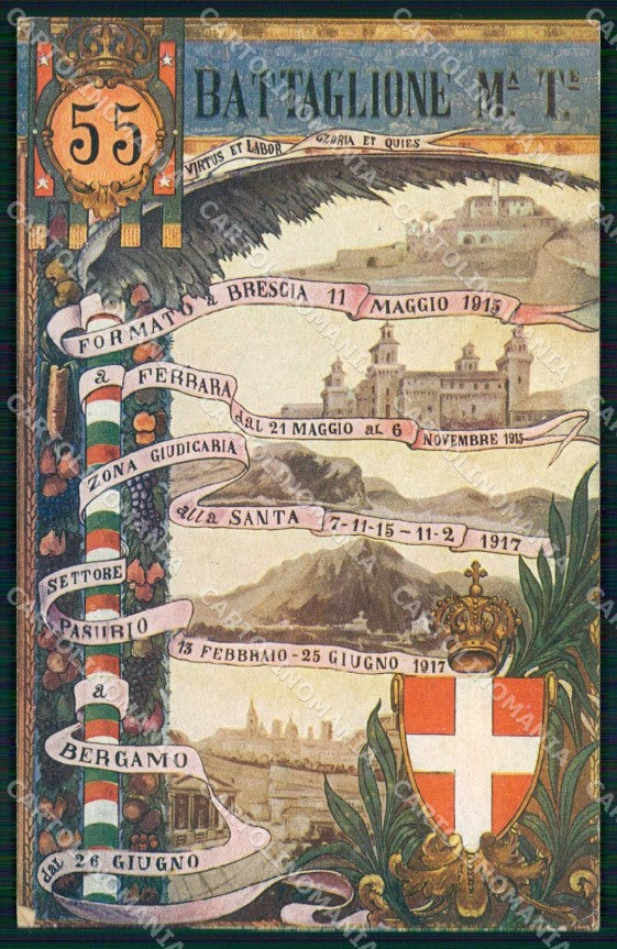 Militari 55° Battaglione Milizia Territoriale Bergamo Brescia cartolina KF4672 – fronte
