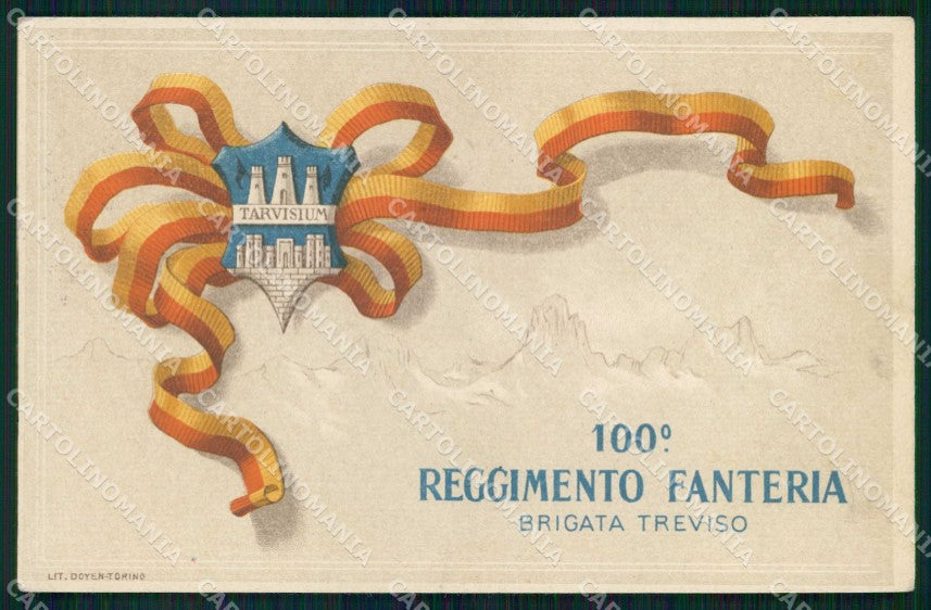Militari Reggimentali 100° Reggimento Fanteria Brigata Treviso cartolina KF4680 – fronte