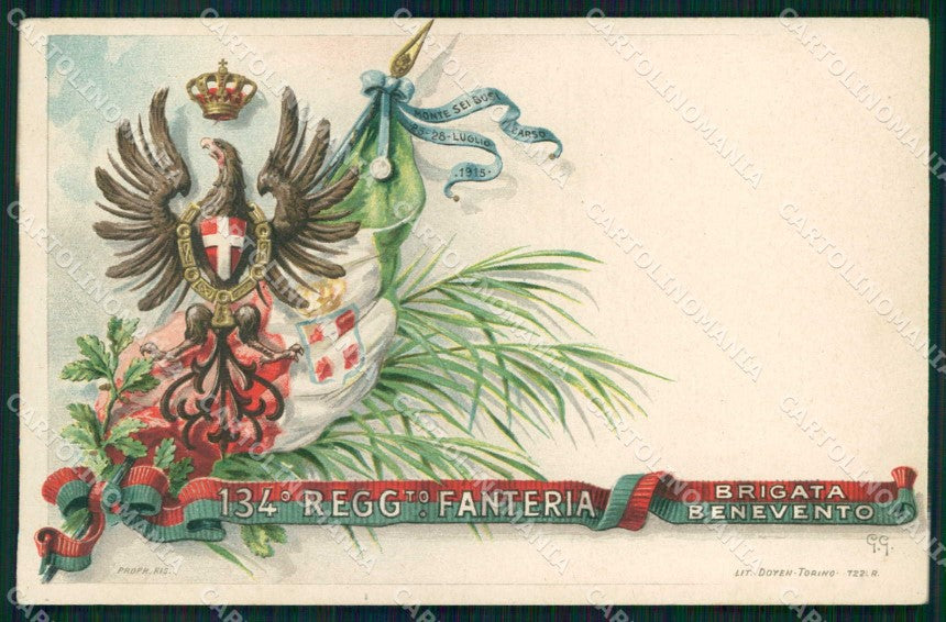 Militari Reggimentali 134° Regg. Fanteria Brigata Benevento cartolina KF4684 – fronte