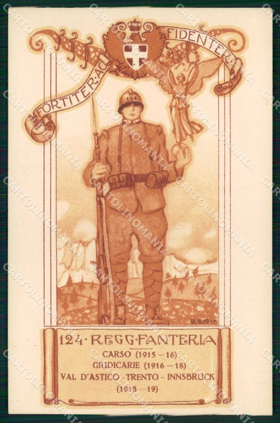 Militari Reggimentali 124° Reggimento Fanteria cartolina KF4690 – fronte