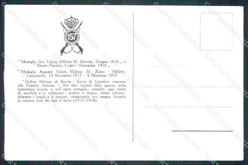 Militari Reggimentali 157° Reggimento Fanteria Brigata Liguria cartolina KF4695 – retro