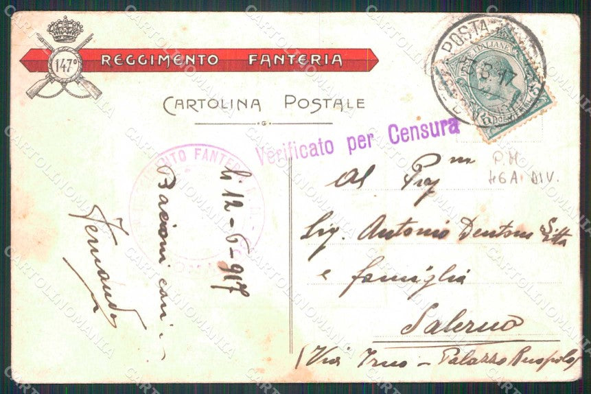 Militari Reggimentali 147° 148° Reggimento Fanteria M M cartolina KF4701 – retro
