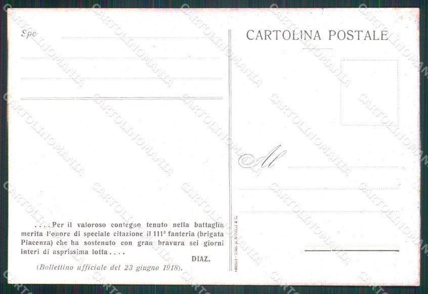 Militari Reggimentali 111° Reggimento Fanteria Diaz Tricolore cartolina KF4702 – retro
