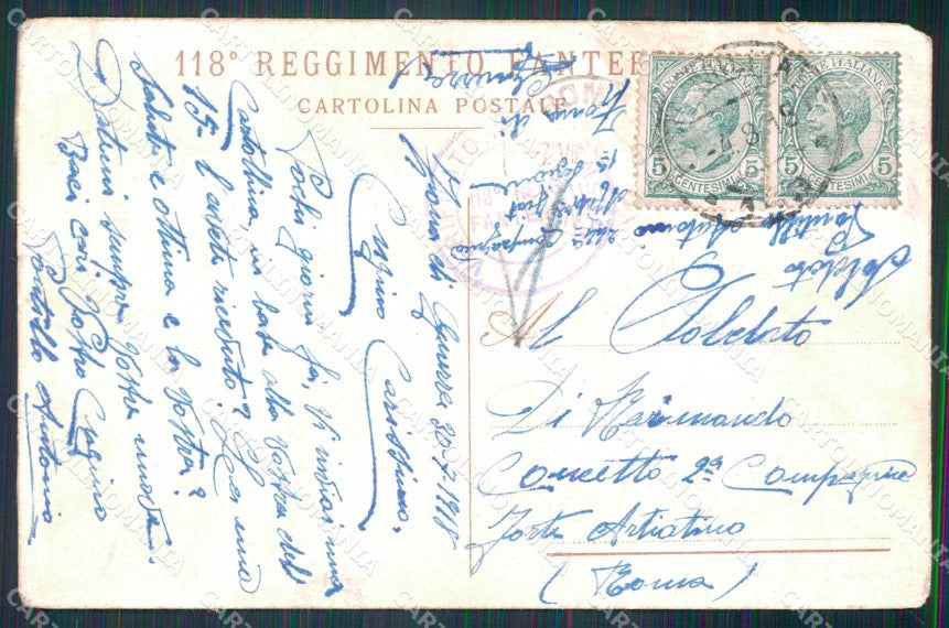 Militari Reggimentali 118° Reggimento Fanteria cartolina KF4717 – retro