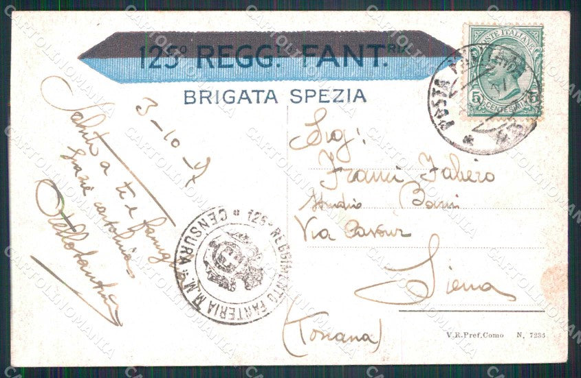 Militari Reggimentali 125° Reggimento Fanteria Brigata Spezia cartolina KF4719 – retro