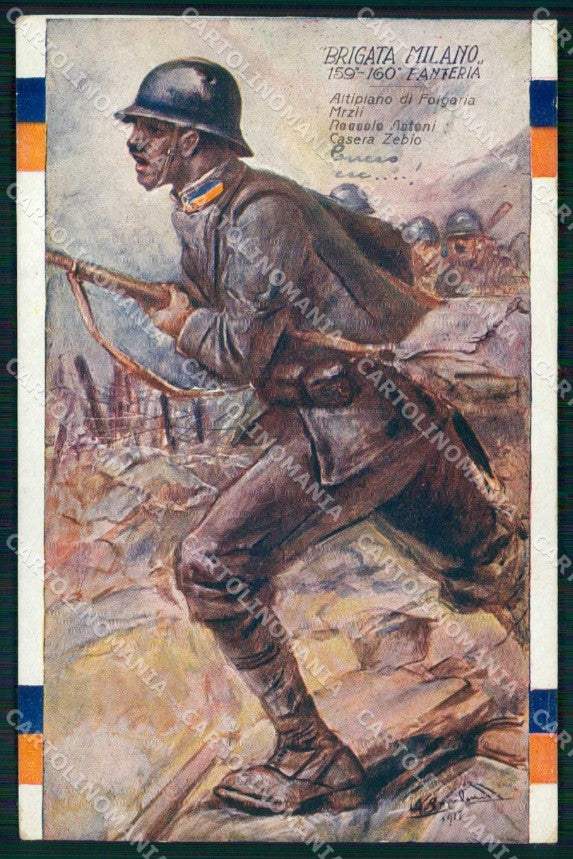 Militari 159° 160° Regg. Fanteria Brigata Milano Lombardi cartolina KF4739 – fronte