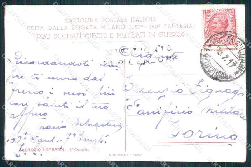 Militari 159° 160° Regg. Fanteria Brigata Milano Lombardi cartolina KF4739 – retro
