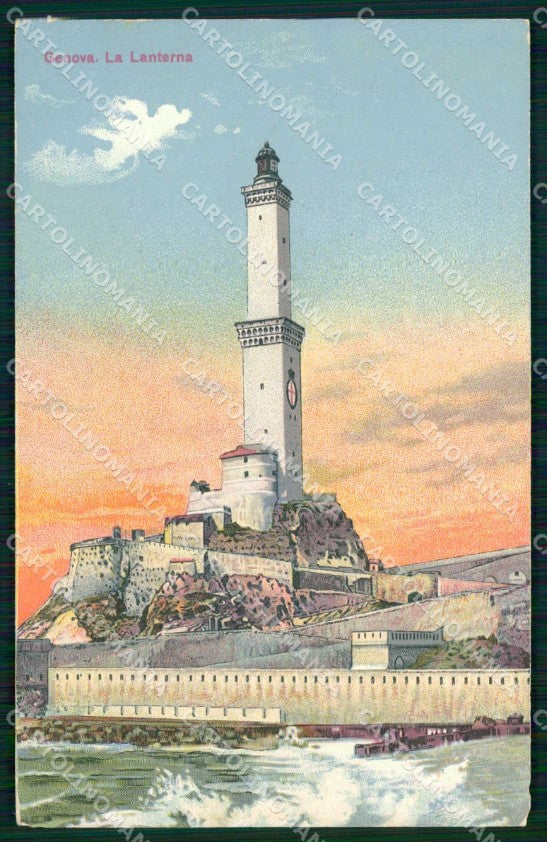 Genova città Lanterna CRI Croce Rossa PIEGA cartolina KF4767 – fronte