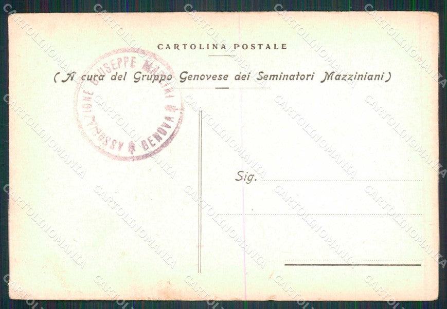 Patriottismo Gruppo Seminatori Mazziniani Genova Mazzini PIEGHINE cp KF4780 – retro