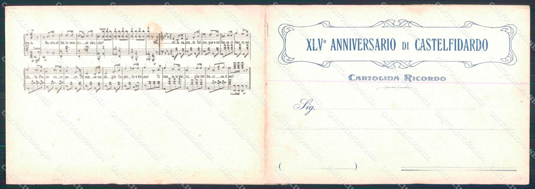 Militari 10° Reggimento Fanteria Castelfidardo PIEGHINE Doppia cartolina KF4800 – retro