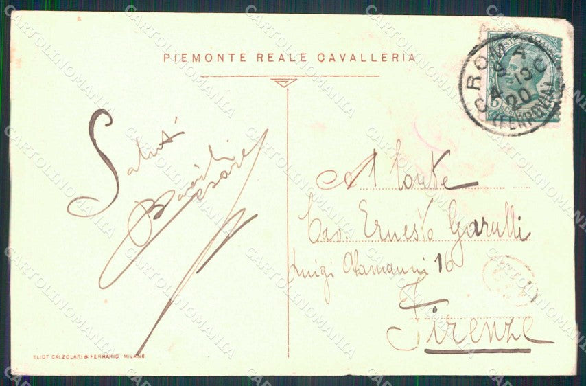 Militari Reggimentali Piemonte Reale Cavalleria 1909 ANGOLINO SCOLLATO cp KF4803 – retro