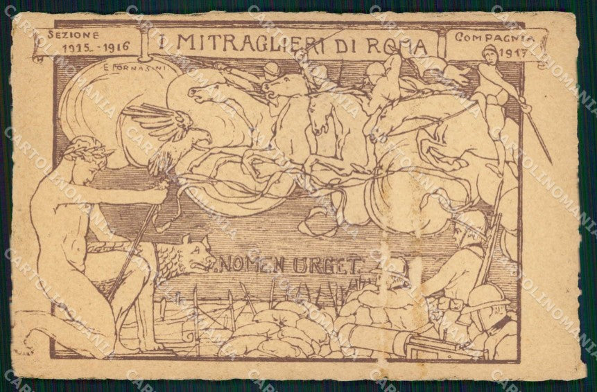 Militari Mitraglieri di Roma Fornasini ABRASA cartolina KF4811 – fronte
