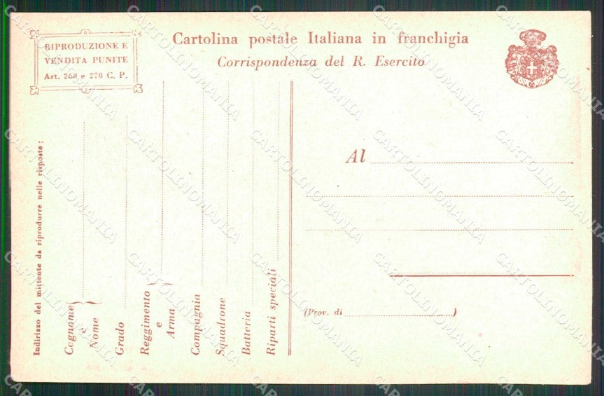 WW1 Militari III Armata Le Gioie del Fante Franchigia Ganassi cartolina KF4833 – retro