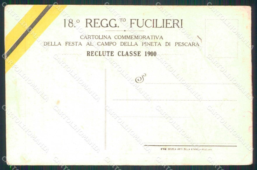 Militari Reggimentali 18° Regg Fucilieri Diavoli Gialli Pescara cartolina KF4855 – retro