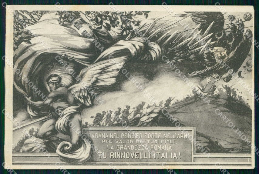 WWI Propaganda Anti Austria Trento Trieste Alpini Boy Scouts cartolina KF4869 – fronte