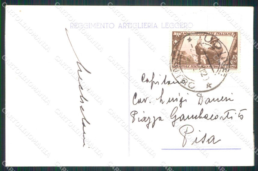Militari Reggimentali Reggimento Artiglieria Leggero PIEGA cartolina KF4877 – retro