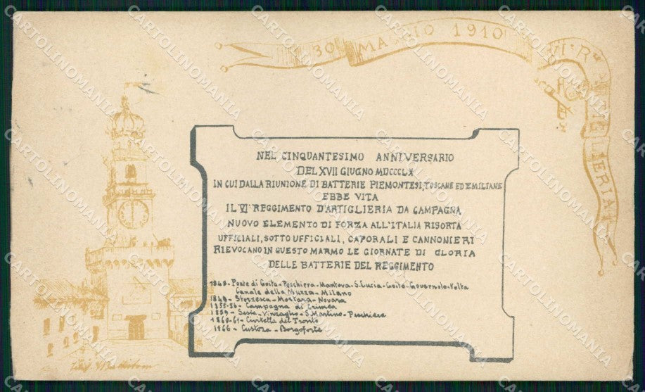 Militari Reggimentali 6° Regg. Artiglieria da Campagna 1910 cartolina KF4878 – fronte