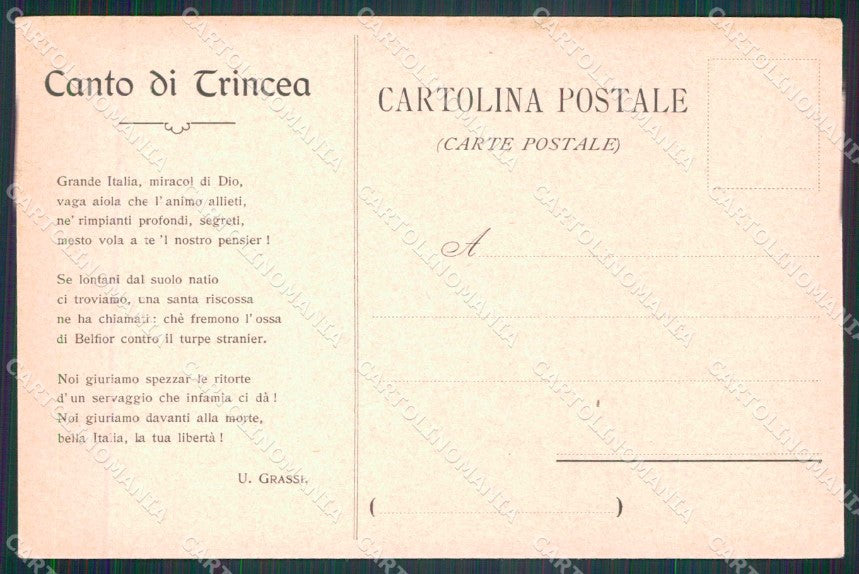 WWI WW1 Patriottismo Operetta Canto di Trincea Grassi Spartito cartolina KF4896 – retro