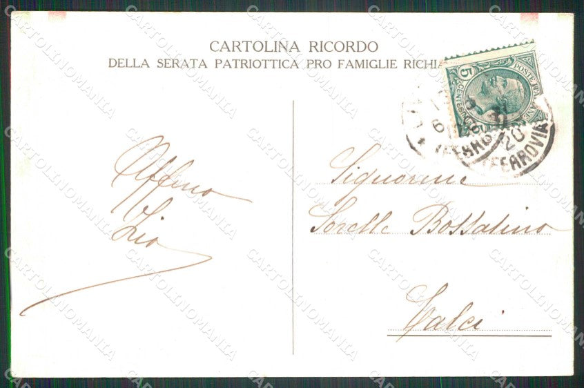 WWI WW1 Patriottismo Tricolore Rovetta Pro Famiglie Richiamati cartolina KF4901 – retro