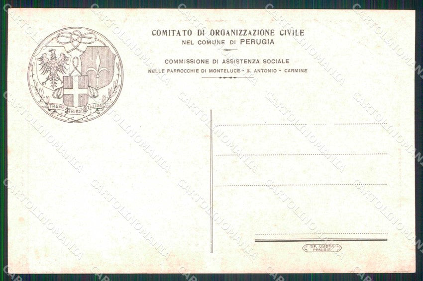 Patriottismo Trento Trieste Assistenza Perugia Monteluce Carmine PIEGA cp KF4922 – retro