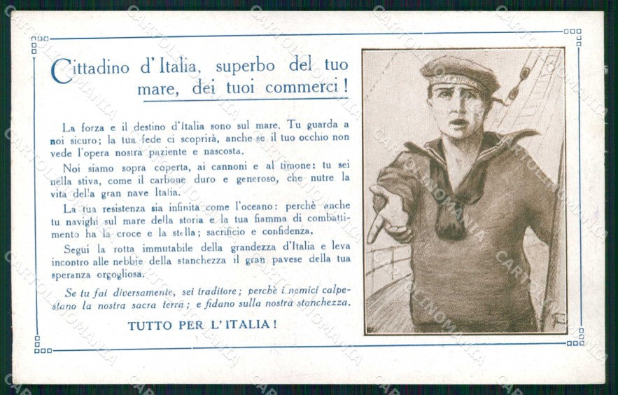 WWI WW1 Patriottismo Marina Militare Ditta Marelli Milano cartolina KF4935 – fronte