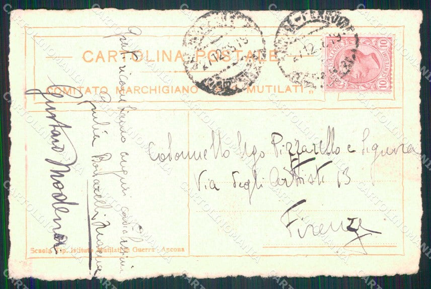 WWI WW1 Patriottismo Comitato Marchigiano Mutilati Ancona cartolina KF4942 – retro