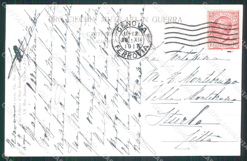 WWI WW1 Patriottismo Pro Mutilati Ciechi Bertacchi cartolina KF4945 – retro