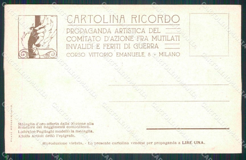 WWI WW1 Propaganda Artistica Feriti Guerra Medaglia Pogliaghi cartolina KF4946 – retro