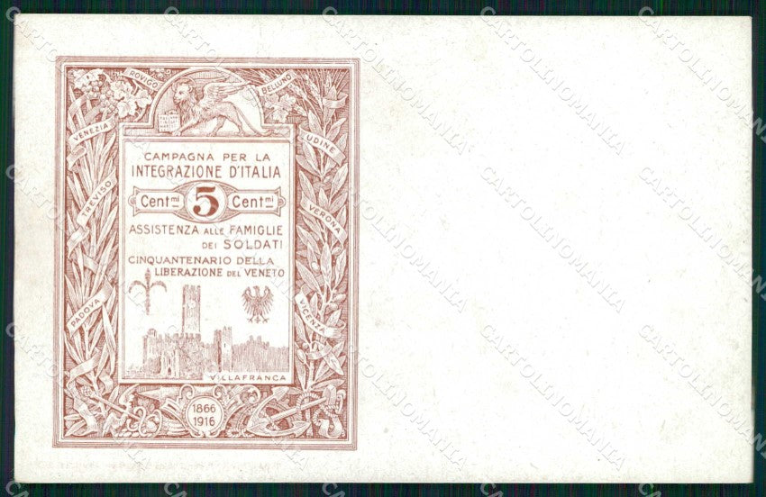 WWI WW1 Patriottismo Assistenza Soldati Liberazione Veneto Villafranca cp KF4955 – fronte