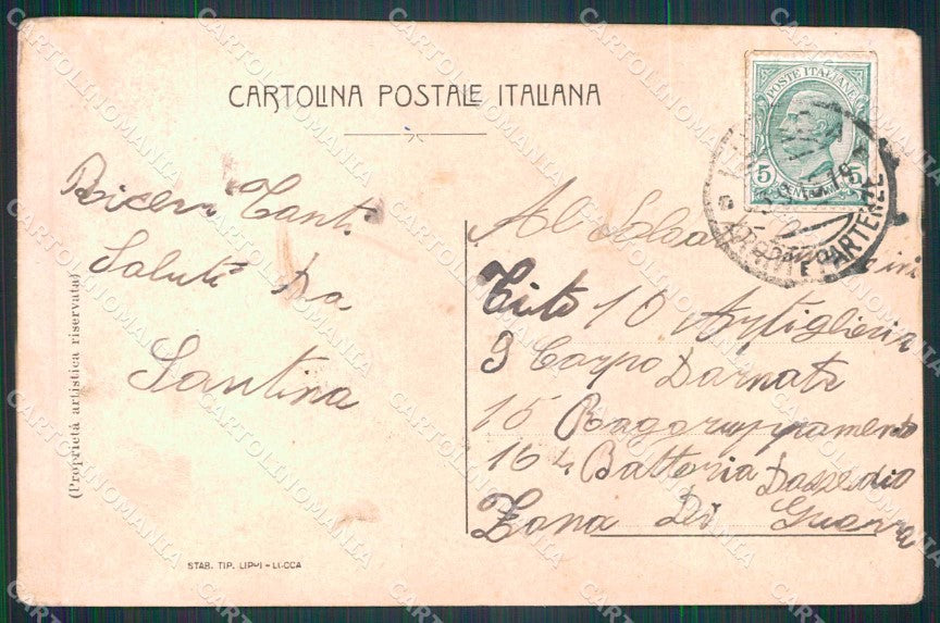 WWI Patriottismo Militari Soldati Col Lana Carducci Baccelli PIEGHINE cp KF4958 – retro