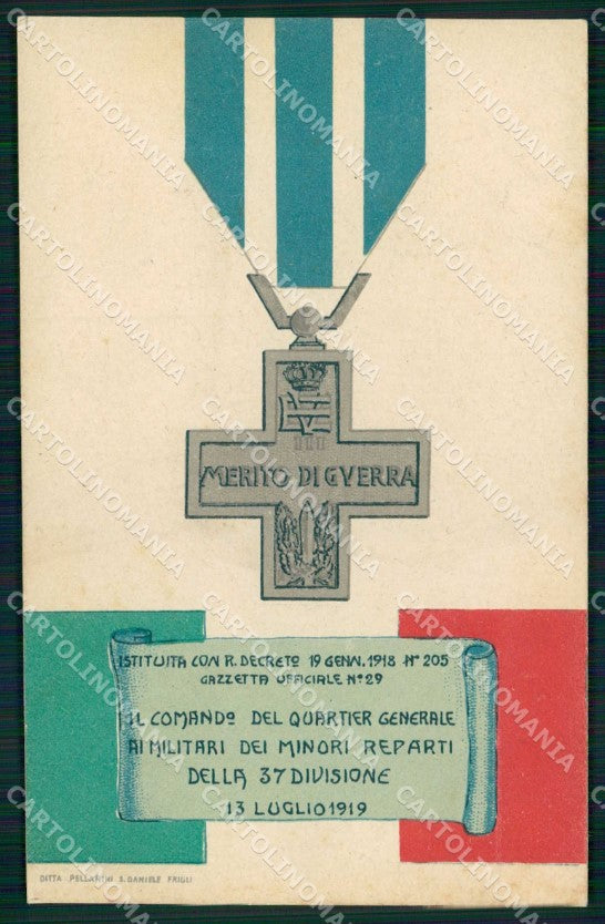 Militari Reggimentali 37ª Divisione Merito di Guerra Tricolore cartolina KF4959 – fronte