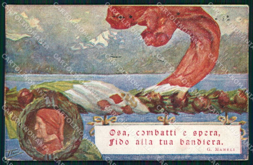 WWI WW1 Patriottismo Comitato Verbanese Dante Tricolore Mameli cartolina KF4960 – fronte