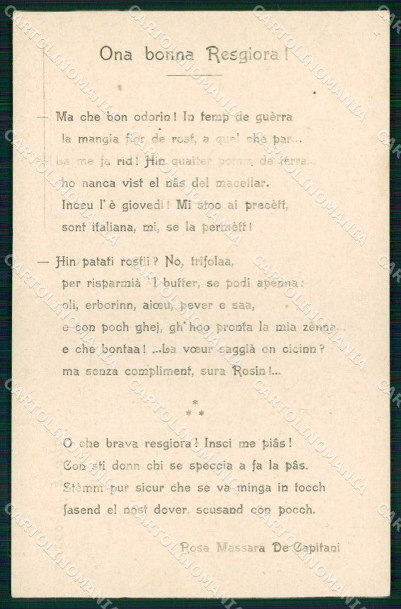 WWI WW1 Patriottismo Giunta Disciplina dei Consumi Milano cartolina KF4962 – fronte