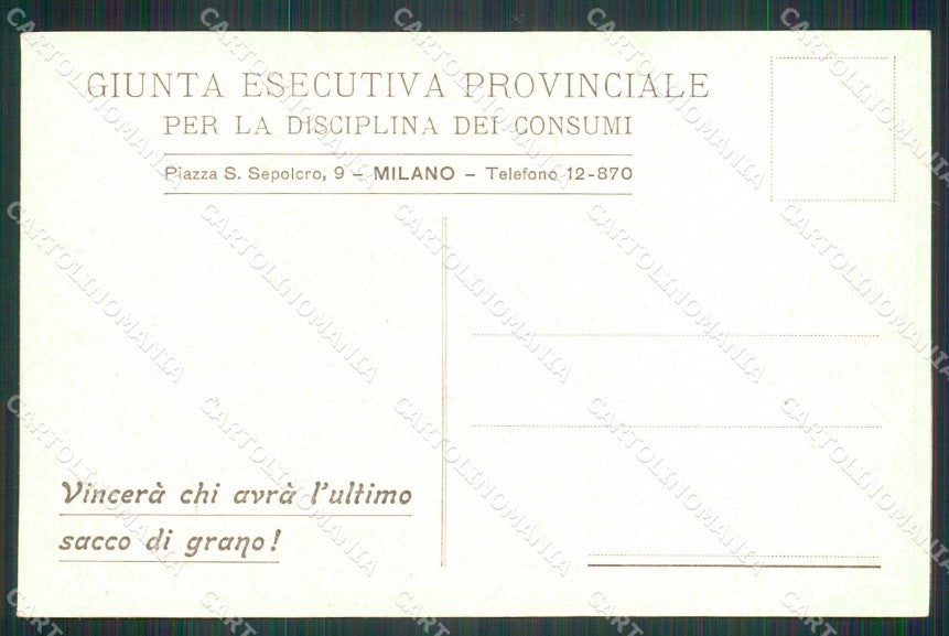 WWI WW1 Patriottismo Giunta Disciplina dei Consumi Milano cartolina KF4962 – retro