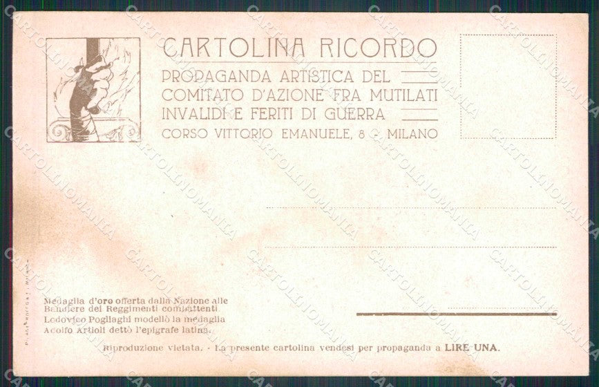 WWI WW1 Propaganda Artistica Feriti Guerra Medaglia Pogliaghi cartolina KF4963 – retro