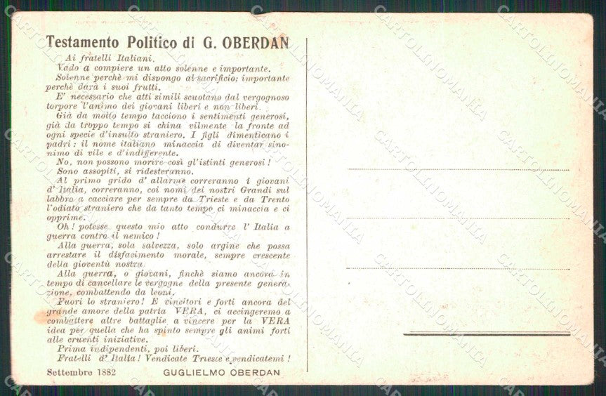 Militari Politica Trieste Oberdan Tiber Film cartolina KF4977 – retro